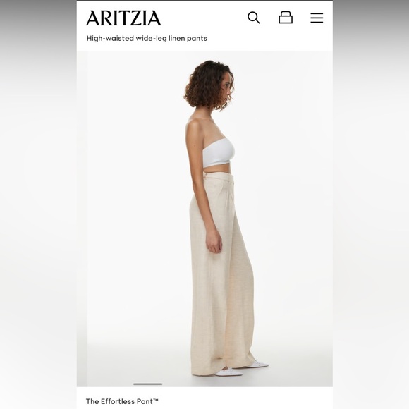 NWOT Aritzia Wilfred The Effortless Pant Linen - Natural Ecru - Size 10 Tall - Picture 2 of 7